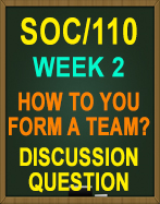 SOC/110 Week 2 Discussion Question: How Do You Form a Team?